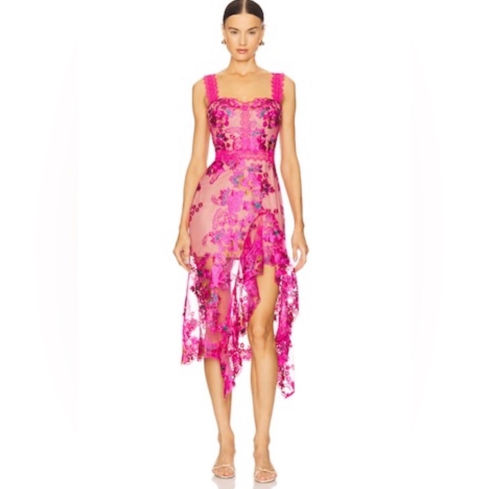 Bronx And Banco New Eva Midi Gown In Fuchsia Size M - Picture 5 of 16